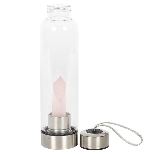 Kristall-Hydrationsflasche Rosenquarz